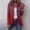 Red, variant on Womens Cardigan Western Ruffled Denim Jacket Long Sleeve Button Front Floral Print Casual Coat Vintage Outerwear For Daily Wear Party