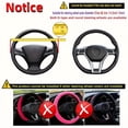 thumbnail image 4 of Universal Anti-Slip Steering Wheel Cover, PU Leather Car Interior Protector, 3D Embossed Grip, Black Breathable, All-Season Fit, 14.5-15.5 Inch, 4 of 8