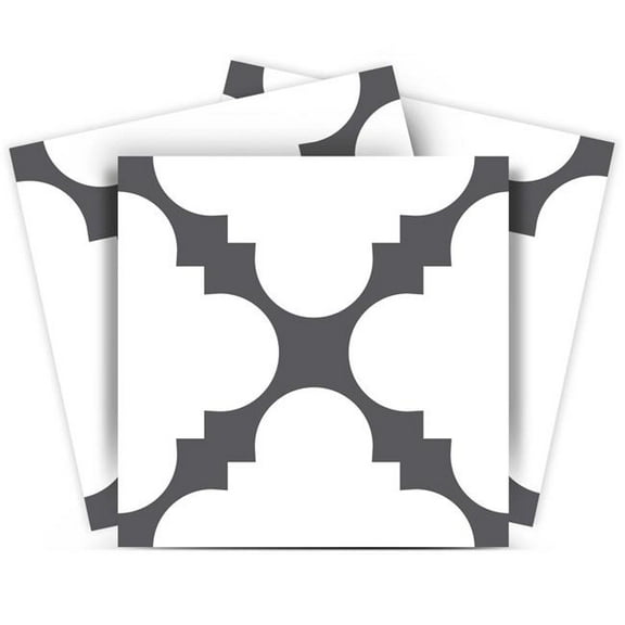 HomeRoots 390686 7 x 7 in. Dark Gray & White Tri Peel & Stick Tiles