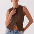 thumbnail image 4 of Women’s Button up Sleeveless Tank Tops - Casual Ribbed Knit Solid Color Crew Neck Slim Fitted Summer Tanks, 4 of 8