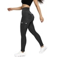 thumbnail image 2 of Women Solid Denim Yoga Pants High Waist Butt Lifting High Stretch Slim Fit Workout Sports Active Pants Dark Gray XL, 2 of 8
