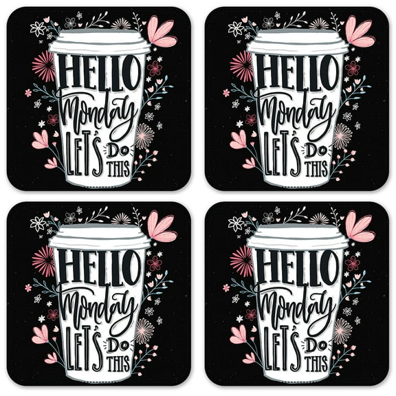 Vinyl Drink Coasters - Set of 4 - Hello Monday