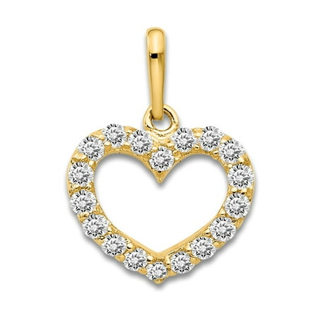 14k Yellow Gold CZ Children's Heart Pendant