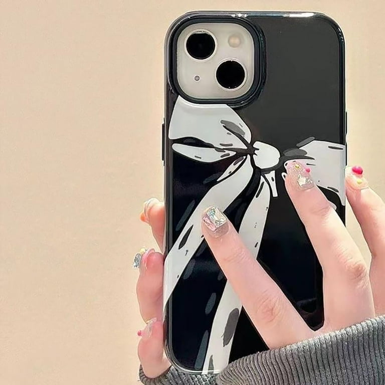 White Bow Black Phone Case Compatible with iPhone Case