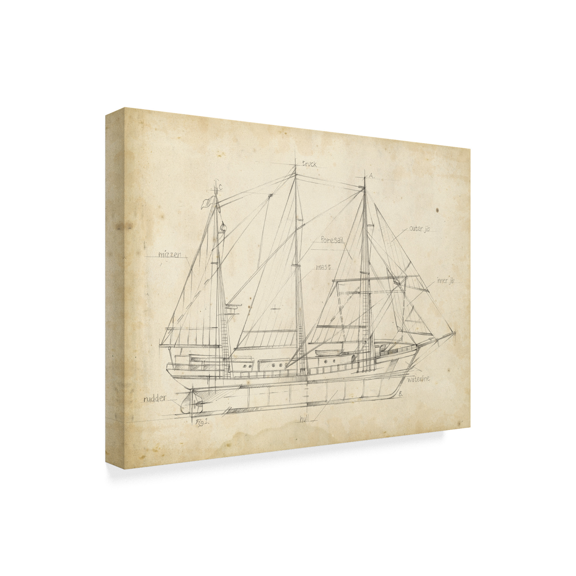 Trademark Fine Art 'Sailboat Blueprint II' Canvas Art by Ethan Harper