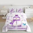 thumbnail image 2 of Homewish Lovely Xmas Snowman Bedding Comforter Set,Cute Snowflake Bird Twin Comforter Sets,Purple White Bedding Set For Girl Teens,Breathable Home Decor Reversible,2 Pieces, 2 of 8