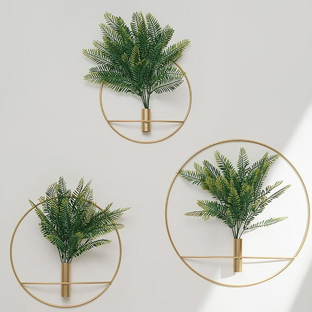 Xihbxyly Decoración de Pared con Plantas, Aro Colgante de Metal Dorado, Vegetación Artificial Realista, Decoración Versátil para El Hogar o La Oficina, Bodas, Fiestas, Navidad, 30 X 30 Cm, 40 X 40 Cm
