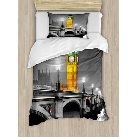 London Duvet Cover Set The Big Ben And The Westminster Bridge At