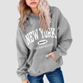 thumbnail image 2 of YDFCWXW Fall Preppy Graphic Hoodie for Girls Casual Long Sleeve Pullover Top with Pocket (Grey, 4-5 Years), 2 of 5