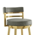 thumbnail image 4 of Madrid Bar Stool 26" Seat Height Swivel with Gold Brushed Stainless Steel and Vintage Gray Faux Leather, 4 of 13
