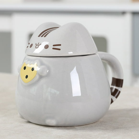 Pusheens Ceramic Enamel Mug Cup with Handle Cartoon Doodle Cute Couple Breakfast Dessert Milk Capless Desktop Coffee Companion