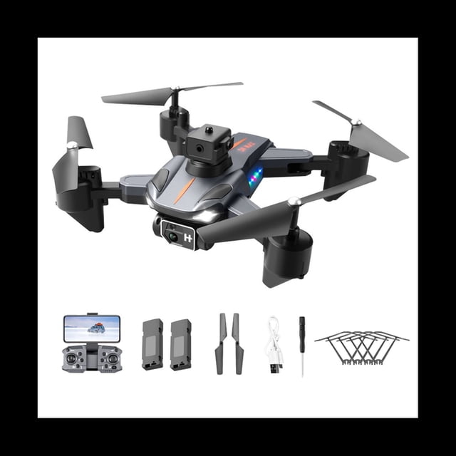 8K HD Dual Camera Drone Remote Control Airplane Toys con FuncióN AutomáTica para Evitar ObstáCulos para Regalo 2 Piezas de BateríA