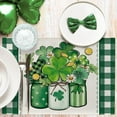 thumbnail image 4 of St. Patrick''s Day Clover Placemats Set of 4, Shamrock Mason Jar Plaid Check Farmhouse Dining Table Place Mats, Gold Coins Daisy Irish Holiday Kitchen Decor Home Decoration 12 x 18 Inch, 4 of 6