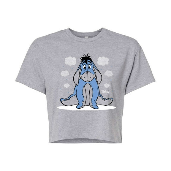 Disney - Eeyore With Clouds - Juniors Cropped Cotton Blend T-Shirt
