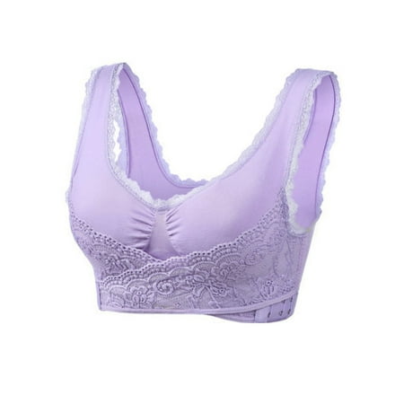 

ZES Women Solid Color Sport Yoga Sleep Bra Side Support Padded Enhancer Underwear