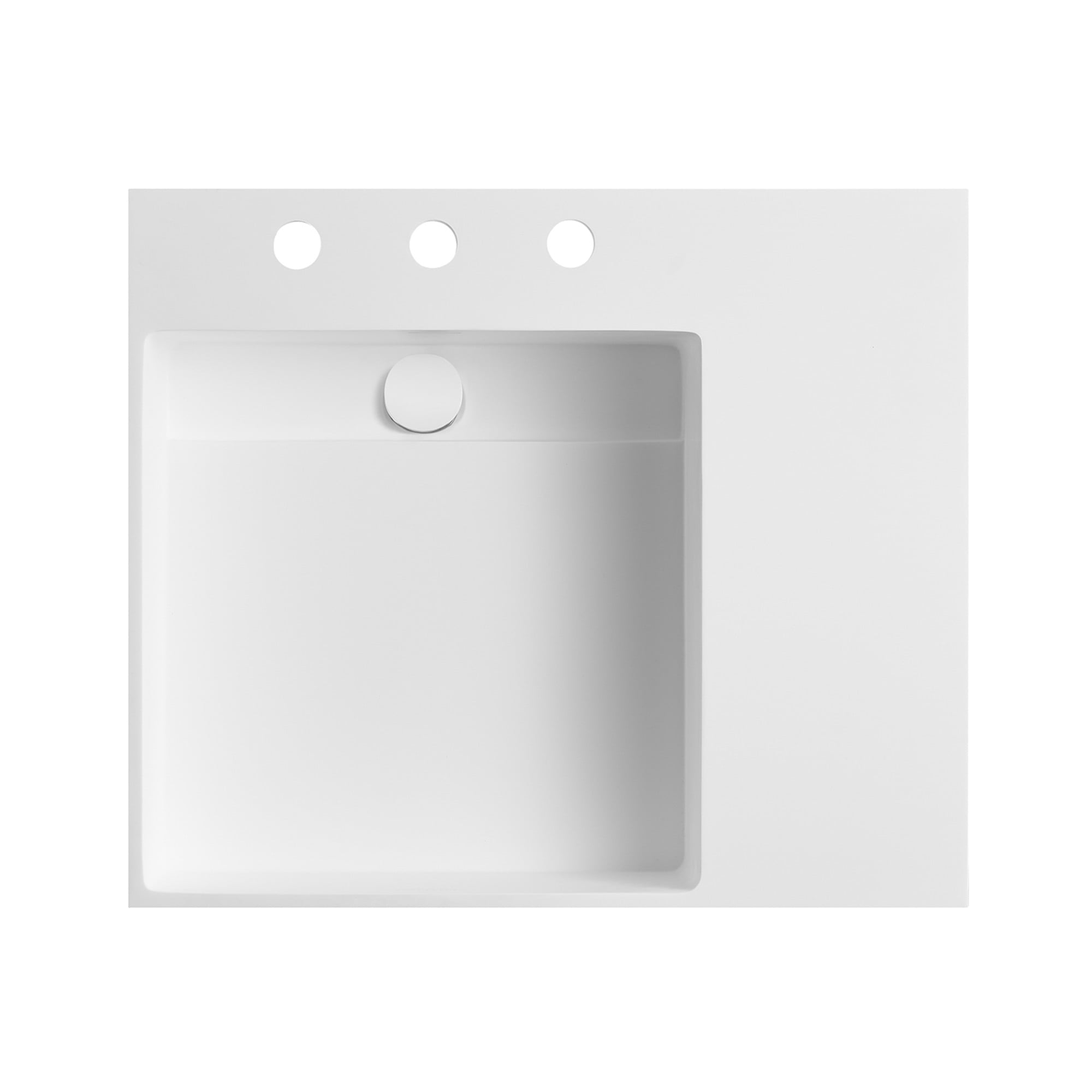 Gourmetier VPB3248SQA Modern 24-Inch Solid Surface Console Sink (8-Inch, 3-Hole) in Matte White