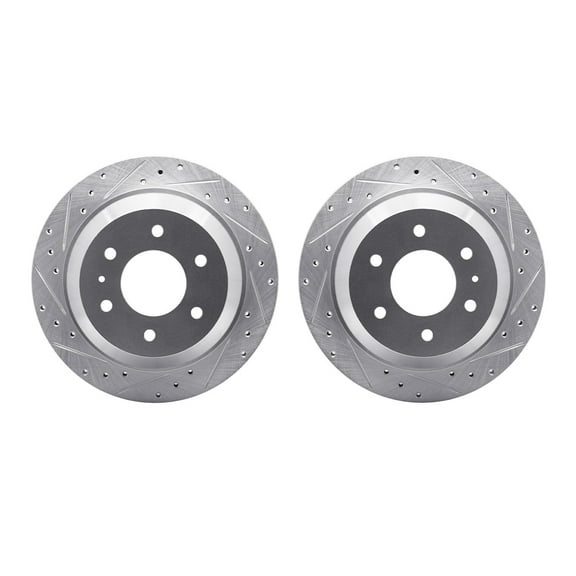Dynamic Friction Company Rear Brake Rotors-Drilled and Slotted-Silver 7002-48054