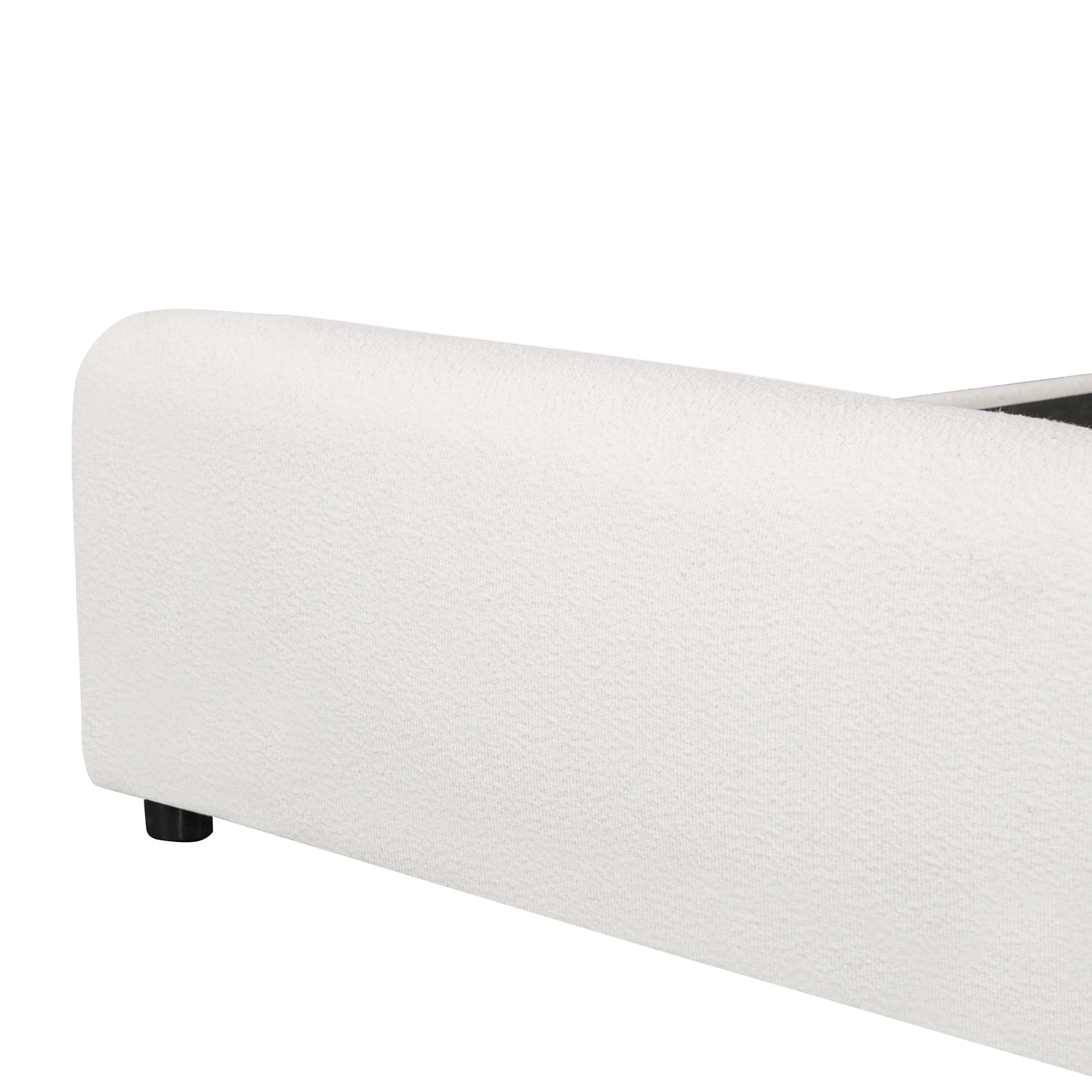 Christopher Knight Home Modern Queen Boucle Upholstered Curved Platform Bed, Round Headboard, White