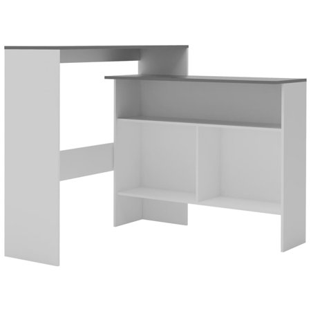 Suzicca Bar Table with 2 Table Tops White and Gray 51.2 x15.7 x47.2