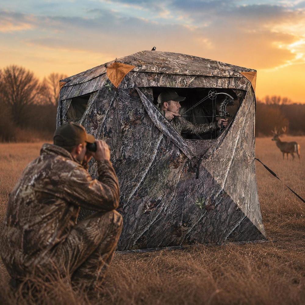 Hunting Blind 270 Degree View Pop Up Deer Blind Hunting Tent with 3 Windows