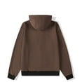 thumbnail image 3 of WREESH Fashion Winter Jacket Man Solid Color Knit Cardigan Drawstring Pockets Hooded Coat Brown, 3 of 4
