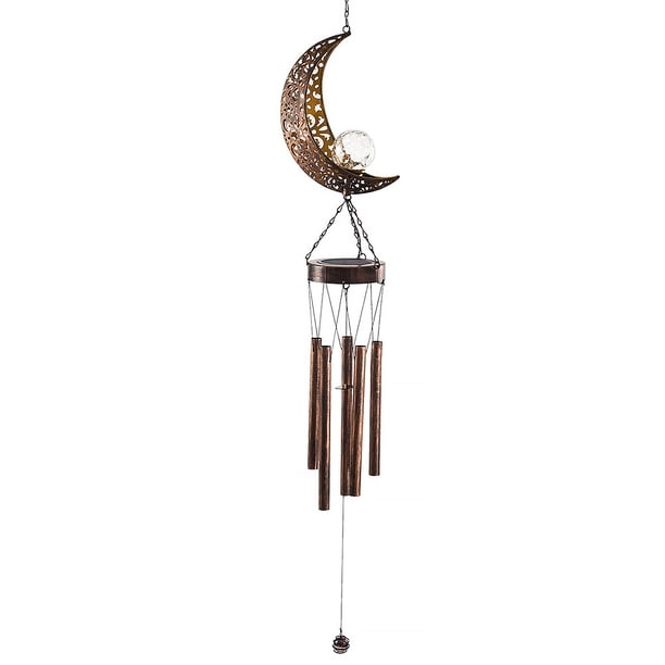 Solar Powered Wind Chime Front Porche Windchime Yard Patios Decoración de césped Casa Raro Arte Iluminado Arte Craft Regalo Hogar Suministros Luna AweSitey HA012049-01B