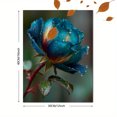 thumbnail image 3 of Blue Teal Rose with Water Drops Canvas Print, Modern Floral Painting, Home Wall Art, 3 of 8