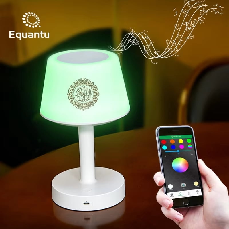 Juelune Portable Quran Speaker with Bluetooth & Touch Control – Islamic Muslim Quran Player, Nightlight Bedside Lamp, Table Decoration, Gift for Home & Prayer