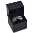 thumbnail image 3 of Tungsten Graduating Class Of 2019 Engraved Love Mom Band Ring 8mm Men Women Comfort Fit Black Step Bevel Edge Brushed Gray Polished, 3 of 4