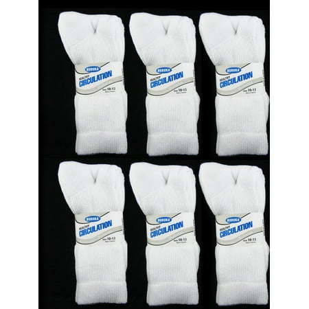 Diabetic Active Quarter Socks - 6 Pairs Diabetic Crew Circulatory Socks Health Support Mens Loose Fit Size 10-13