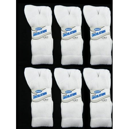 6 Pairs Diabetic Crew Circulatory Socks Health Support Mens Loose Fit Size