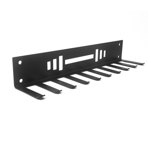 Support De Rangement Mural Pour Bandes De Résistance Et Ceintures – 37x5,5x9 Cm, Revêtement Noir Mat Anti-rouille, 8 Dents