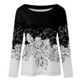 thumbnail image 4 of T-shirts à Manches Longues Col Rond pour Femmes Hauts Tunique Imprimée Florale Tendance Hauts Décontractés Amples Confortables Chandails en Molleton Blouses, 4 of 5