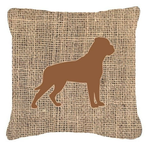 Rottweiler Burlap & Brown Decorative Fabric Pillow