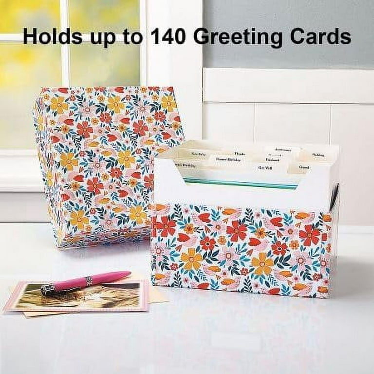 Current Blossom Greeting Card Organizer Box - Stores 140+ Cards (Not Included). 7 x 9 x 9-1/2