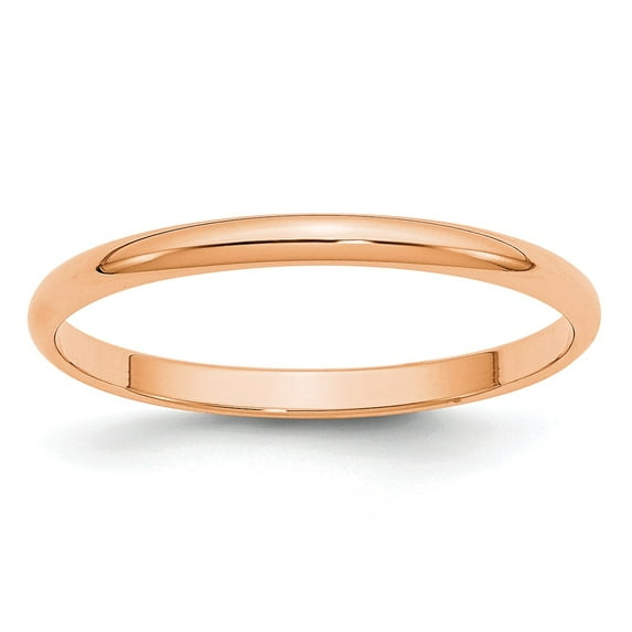 14k Rose Gold 2mm Plain Classic Dome Wedding Band Ring Size 5.5