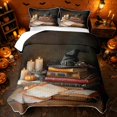 thumbnail image 2 of Erosebridal Thanksgiving Bed Spread Queen, Boho Witch Hat Candle Queen Coverlet Set for Boys Girls, Sepia Ivory Black, 3-Piece 1 Quilt and 2 Pillowcases, 2 of 7