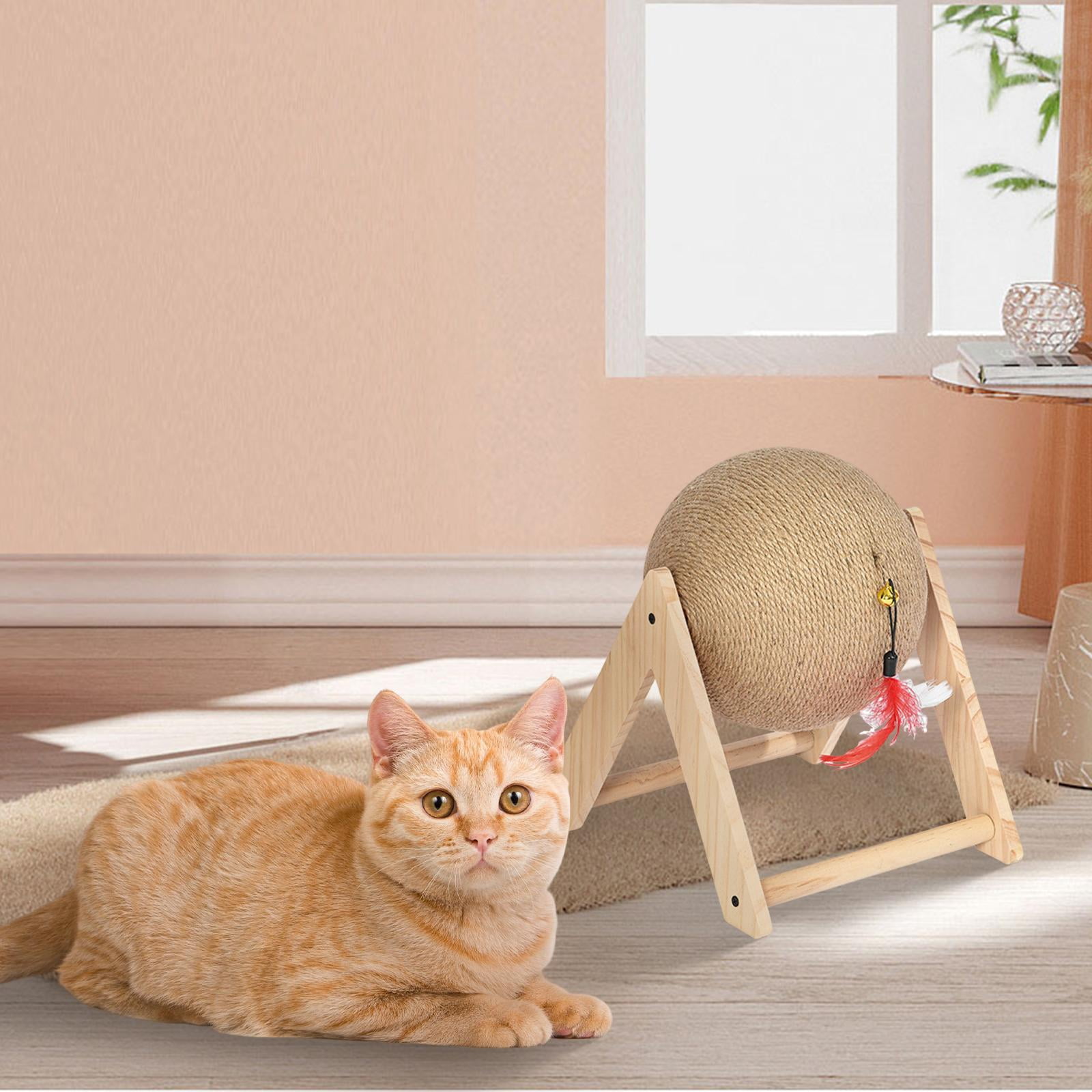 Bvdfgk Cat Scratching Ball Toy Wooden Stand Interactive V-Shape Cat Scratcher Keep Cats