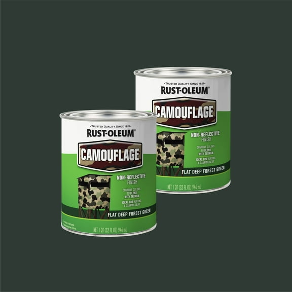 2 Pack, Deep Forest Green, Rust-Oleum Specialty Camouflage Spray Paint-379560, 1 qt