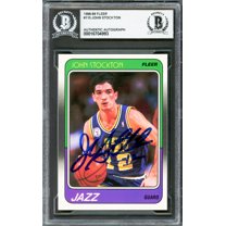 John Stockton Autographed 1988-89 Fleer Rookie Card #115 Utah Jazz Beckett BAS #16704993