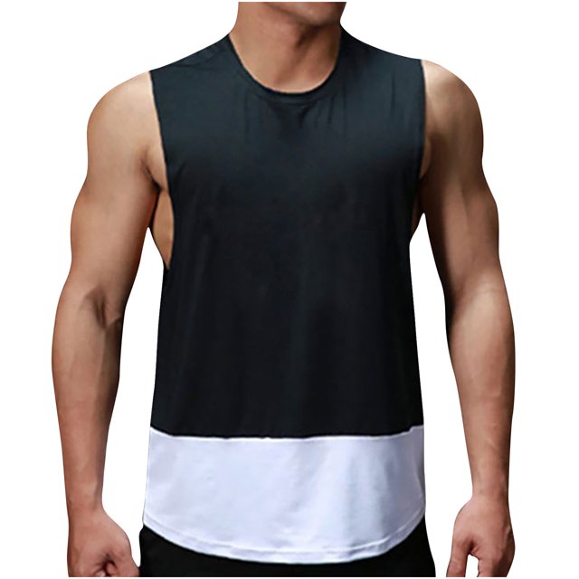 zfhfof Mens Workout Tank Tops Lightweight Sleeveless Running Gym Muscle Shirts Color Block Summer Tee Top