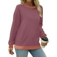 thumbnail image 4 of Busydd Sweatshirt for Women Fleece Long Sleeve Crewneck Sweatshirts Fashion Color Patchwork Sweatshirts Pullover Tops Casual Loose Oversized Sweatshirts Fall Sweatshirt Hoodies, 4 of 8