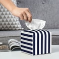 thumbnail image 6 of Yiaed Navy Blue And White Stripes Print Tissue Box Cover, PU Leather Decorative Organizer for Tabletop, Bathroom, Car, Office Creative Decorative, 6 of 7