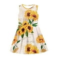 thumbnail image 2 of Renewold Fall Sunflowers Sleeveless Party Dress Spring Summer A Line Skater Dress for Teens Girls Novelty Round Neck Midi Dresses Self Cultivation Sundress Size 13-14, 2 of 5
