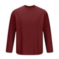 thumbnail image 6 of ZCFZJW Big and Tall Sweatshirts for Men Fall Winter Long Sleeve Crewneck Basic Workout Tees Shirt Casual Solid Color Pullover Tops Wine XL, 6 of 6