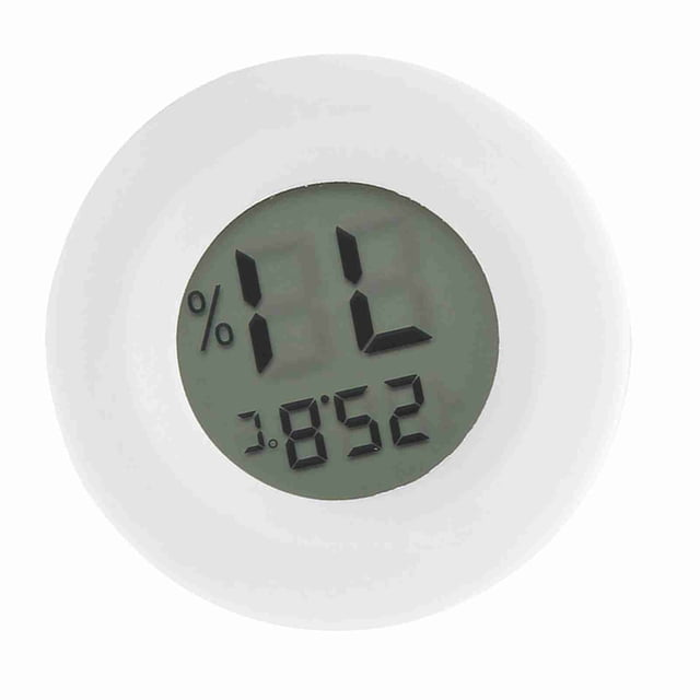 Humidity Meter, Room Thermometer Indoor Reptile Thermometer Round Shape Mini Digital LCD Thermometer for Incubator Reptile Plant Terrarium Guitar Case