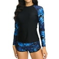 thumbnail image 6 of GEWSEY Women's Long Sleeves Rash Guard - 2 Piece Swimsuits with Built in Bra Swim Shirt and Shorts with Pockets (Blue, XXL), 6 of 8
