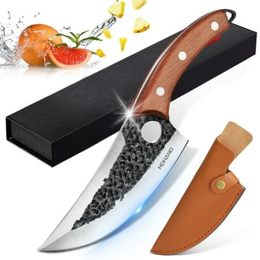 7 inch Butcher Knife,KEPEAK Boning Knife High Carbon Stainless Steel, Meat Cleaver Knife for Camping Outdoor, BBQ and Kitchen