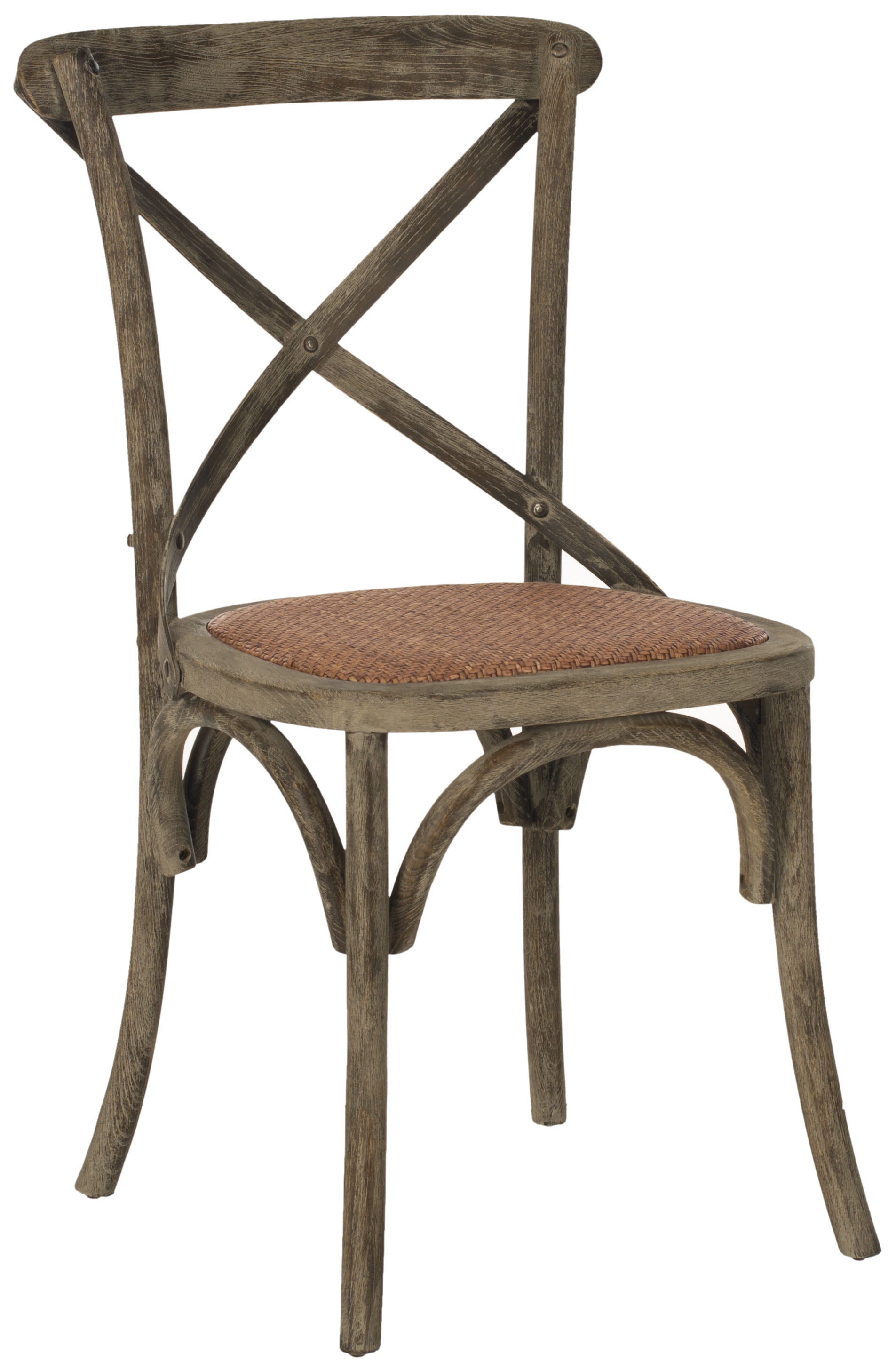 SAFAVIEH Franklin X-Back Bistro Rustic Chairs, Distressed Colonial Walnut, Set of 2