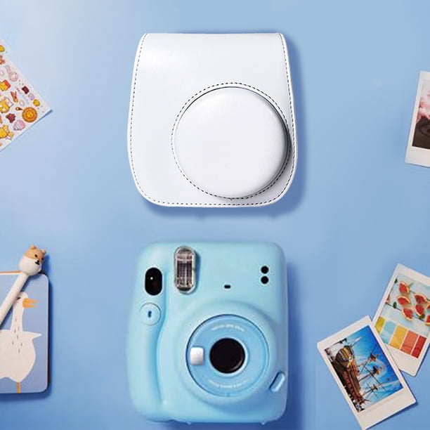 Bolsas para cámara instantánea Cuero PU para Fujifilm Instax Mini 12/11/9/8 (Blanco)